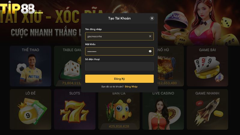 Hướng dẫn các bước đăng ký Tip88 cho tân thủ